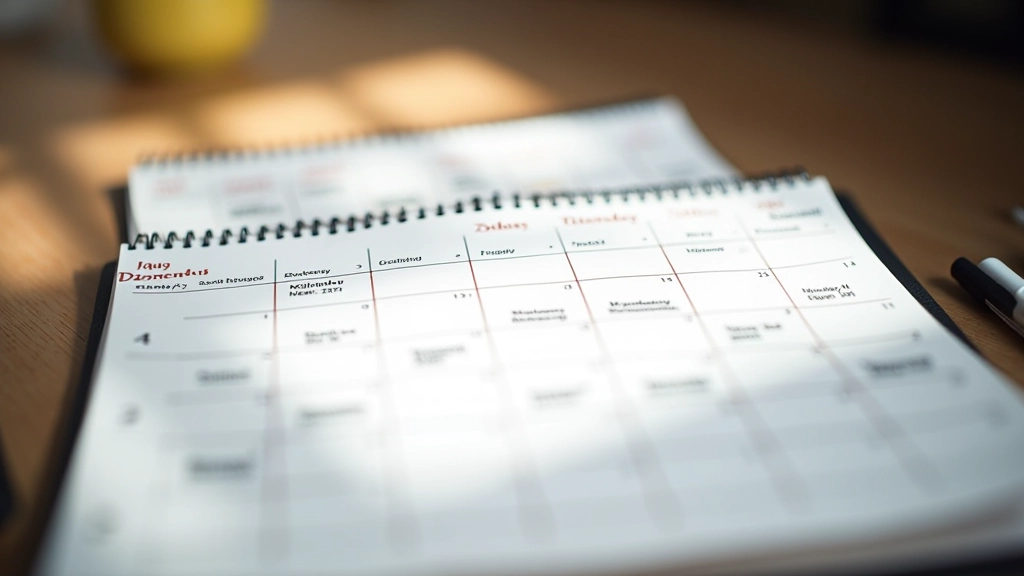 Training schedule and calendar showing monthly challenge planning with weekly structure and recovery days marked