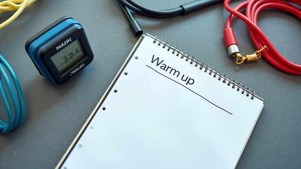 Timer showing a 10-minute warm-up session with mobility movements laid out step by step