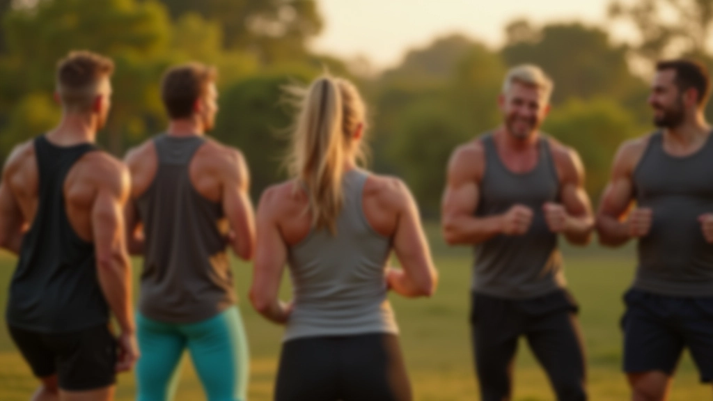 Group of adults aged 45-60 working together on a fitness challenge in outdoor setting with focus and determination