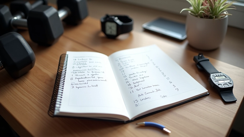 Training journal showing progress tracking and measurement records